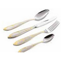 24 Piece Isabella Flatware Set in Highly Polished Finish w/ Gold Accents